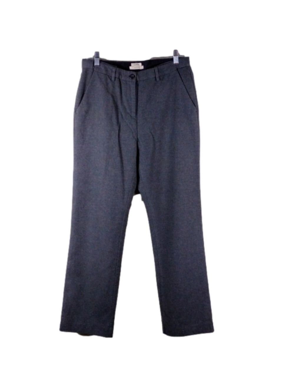 L.L. Bean Classic Fit Vintage Gray Brush Cotton High Rise Straight Leg Trousers